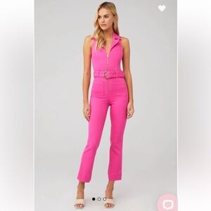 EUC Show Me Your Mumu Jacksonville Cropped Pink Denim Jumpsuit